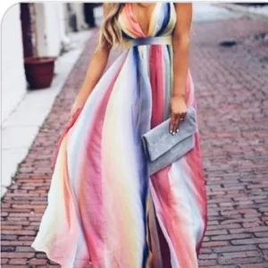 NWT Pastel Watercolor Maxi Dress thumbnail 2
