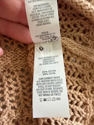 aerie Open-Weave Crewneck Sweater in Tan thumbnail 5