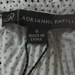 Adrianna Papell White Black Polka‎ Dot Top Blouse Pleats Balloon Sleeve Sz Small thumbnail 10