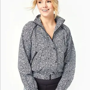 NWT Allfenix x Anthropologie Black and White Leopard Print Cropped Bomber Jacket thumbnail 9