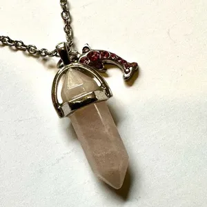 Rose Quartz Dolphin pendant necklace Pink thumbnail 6