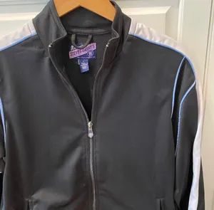 Steve & Barry's Retro Black Track Jacket White L Blue Athletic Zip Up Warm Up thumbnail 3