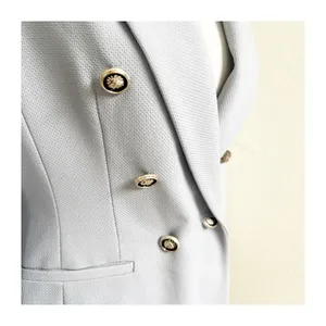 Zara Blazer Women Medium Blue Textured Double Breasted Military Button Formal thumbnail 8