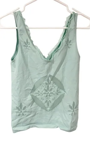 Wolford Mint Green Mesh Cutout Sleeveless Stretch Top Size Small thumbnail 1