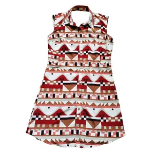 Viva Vena! Dress Women Size XS Geometric Halter Short Sleeve Open Back Collared thumbnail 6