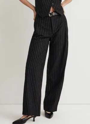 NEW Madewell Cargo Pants in Pinstripe Almost Black thumbnail 1