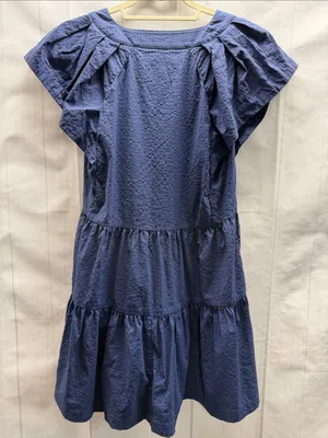 Vineyard Vines Performance Navy Blue Sophie Harbor Flutter Sleeve Tiered Dress thumbnail 8