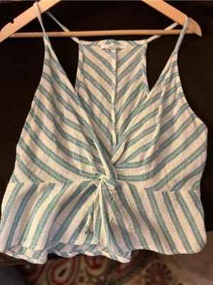 O’Neill Striped Twist-Front V-Neck Top sz L thumbnail 4