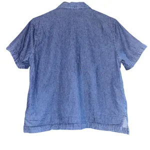 Vintage‎ Chambray Embroidered Floral Top Button Up Women Large Daisy 90s Prairie thumbnail 5