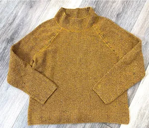 Eileen Fisher Womens XS Mustard Textured Knit Sweater Mock Neck Minimalist thumbnail 1