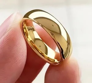 Stainless Steel Gold Plated Modern Minimalist 4mm Band Size 9 thumbnail 1