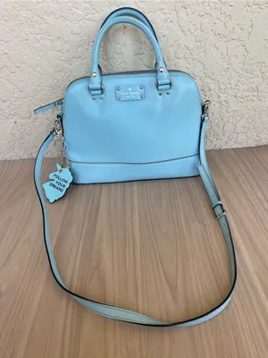 kate spade Baby Blue Leather Dome Satchel with Crossbody Strap thumbnail 1