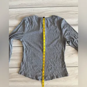 Cider Solid Rib Long Sleeve Tee Grey Large NWT IN PACKAGE thumbnail 7
