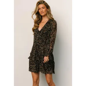 Baltic Born Huxley Tiered Button Up Fit & Flare Dress Black Floral Size XL NWOT thumbnail 3