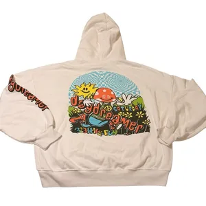 Daydreamer Size XS Oversized‎ Mushroom Doodle Hoodie Sweatshirt White Hippie thumbnail 5