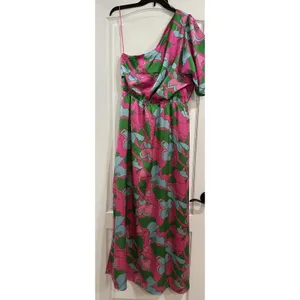 NWT SugarLips Large Pitaya Berry‎ Meara One Shoulder Satin Maxi Dress Satin thumbnail 6