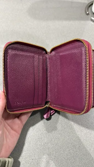 Metallic wine zip around Coach wallet thumbnail 7