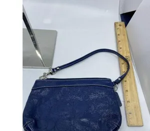 Coach Women's Blue Zipper Wristlet Bag thumbnail 5