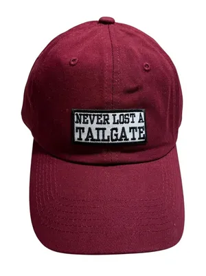 Ethos "Never Lost a Tailgate" Baseball Cap Hat Adjustable O/S Red Crimson New thumbnail 1