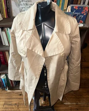 Old Navy tan belted lightweight XS minimalist trench coat thumbnail 1