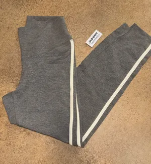 Old Navy Gray Leggings with White Side Stripe thumbnail 1