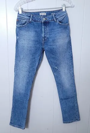 Warp + Weft Distressed Button Fly Cigarette Jeans |CDG Paris Size 25x26 thumbnail 1