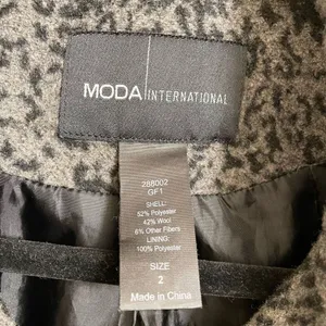 Moda International Victorias Secret Y2K Leopard Print Gray Black Peacoat Jacket thumbnail 3