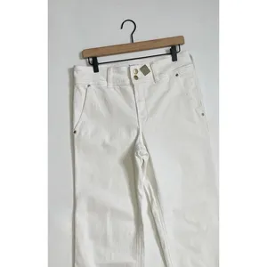 NWT!! J. CREW Slim Wide Jeans Stacked Buttons Solid White Size 29 Petite‎ 29P thumbnail 3