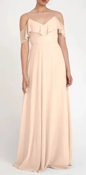 Jenny Yoo Mila nude off the shoulder gown thumbnail 1