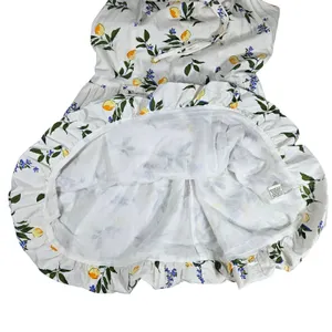 Sim & Sam Lemon Print Cotton Halter Mini Dress White Floral‎ Smocked Back XL thumbnail 3