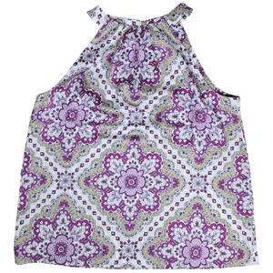 Ann‎ Taylor Womens Purple Mandala Print Halter Neck Blouse Top Satin Size M NEW thumbnail 1