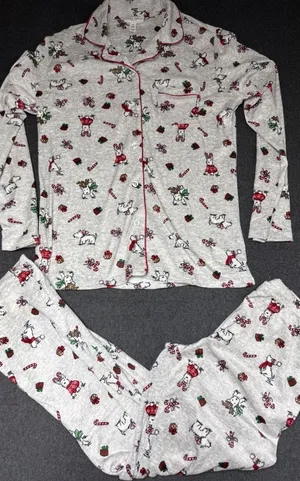 Laura‎ Ashley Pajama Set West Highland Dog Scottie sz M Christmas Westie Soft thumbnail 1