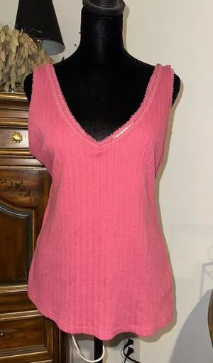 Universal Thread Pink Ribbed V-Neck Tank Top XL thumbnail 1