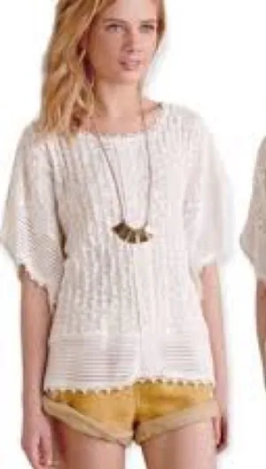 Meadow Rue Anthropology White Crochet Top‎ Size XS/S EUC thumbnail 1