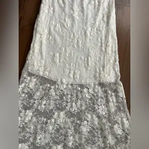 Kish Vintage Y2K Layering Lace Maxi Skirt Feminine Fairy Coquette Ethereal White thumbnail 3
