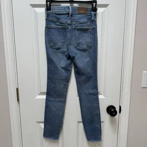 Madewell 10” High Rise Skinny Jeans Button Fly Size 24 Raw Hem thumbnail 4