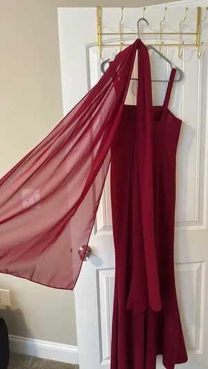 Azazie Bridesmaid Dress burgundy thumbnail 3