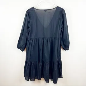 J.Crew Beachwear Button Front Bathing Suit Cover Up L Black thumbnail 3