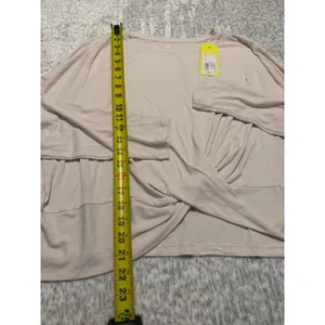 All in Motion Womens Twist Front Long‎ Sleeve Ribbed Top Beige Size 2X thumbnail 3