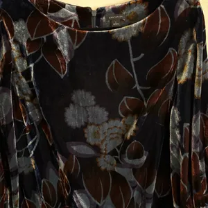 Ann Taylor Navy Floral Velvet Puff Sleeve Dress Size 2 thumbnail 2