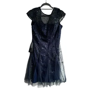 JS Collections‎ Alyssa Sequin Godet Cocktail Dress Navy 6 thumbnail 6