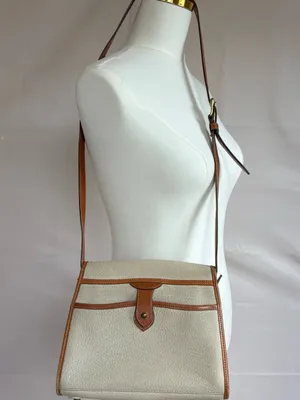 Dooney & Bourke Cream Pebbled Leather Crossbody with Tan Trim thumbnail 2