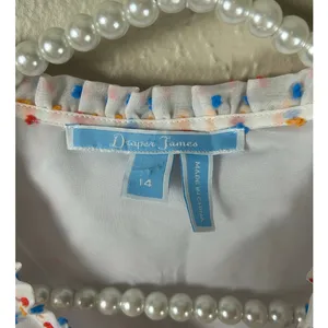 Draper James Size 14 Dress White Colorful Textured Dots Kidcore Clowncore Midi thumbnail 3