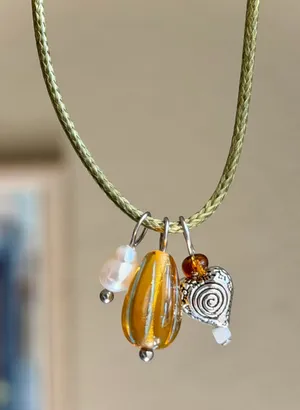 Handmade Czech glass beads mix boho fairy whimsy retro necklace🌿✨ thumbnail 1