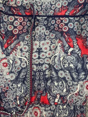 Anthropologie Red & Navy Floral Paisley Drawstring Shorts, Small thumbnail 4