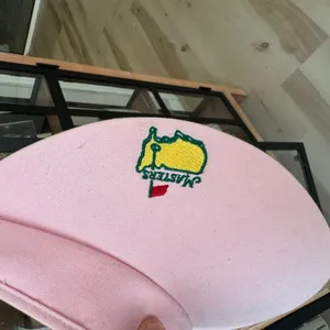 Masters Visor adjustable embroidered logo Augusta retro hat golf performance Pink thumbnail 2