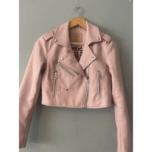 Blank NYC Pink Faux Leather Cropped Moto Jacket Blush XS thumbnail 5
