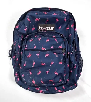 Trans by JanSport Pink Flamingo Backpack SuperBreak School Bag Navy Blue Pink thumbnail 1
