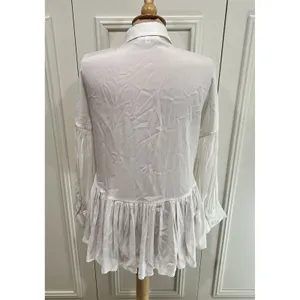 A Mente Women's White High Low‎ Blouse Size Small Peasant Poet Victorian thumbnail 6