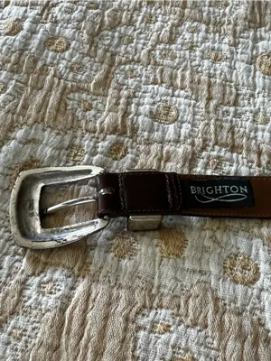 Brighton Brown croc Embossed Belt With Silvertone Hardware Vintage thumbnail 8